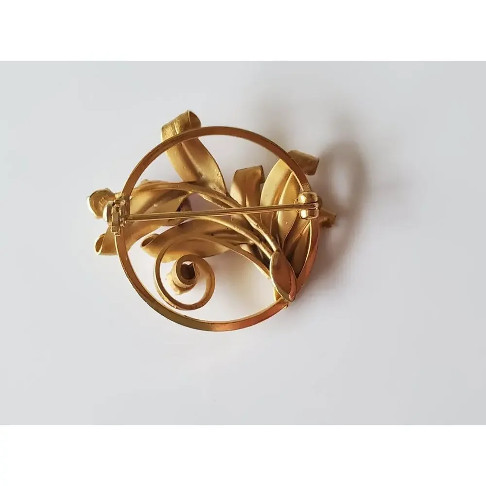 Vintage Purple Stone and Pearl Lily Brooch